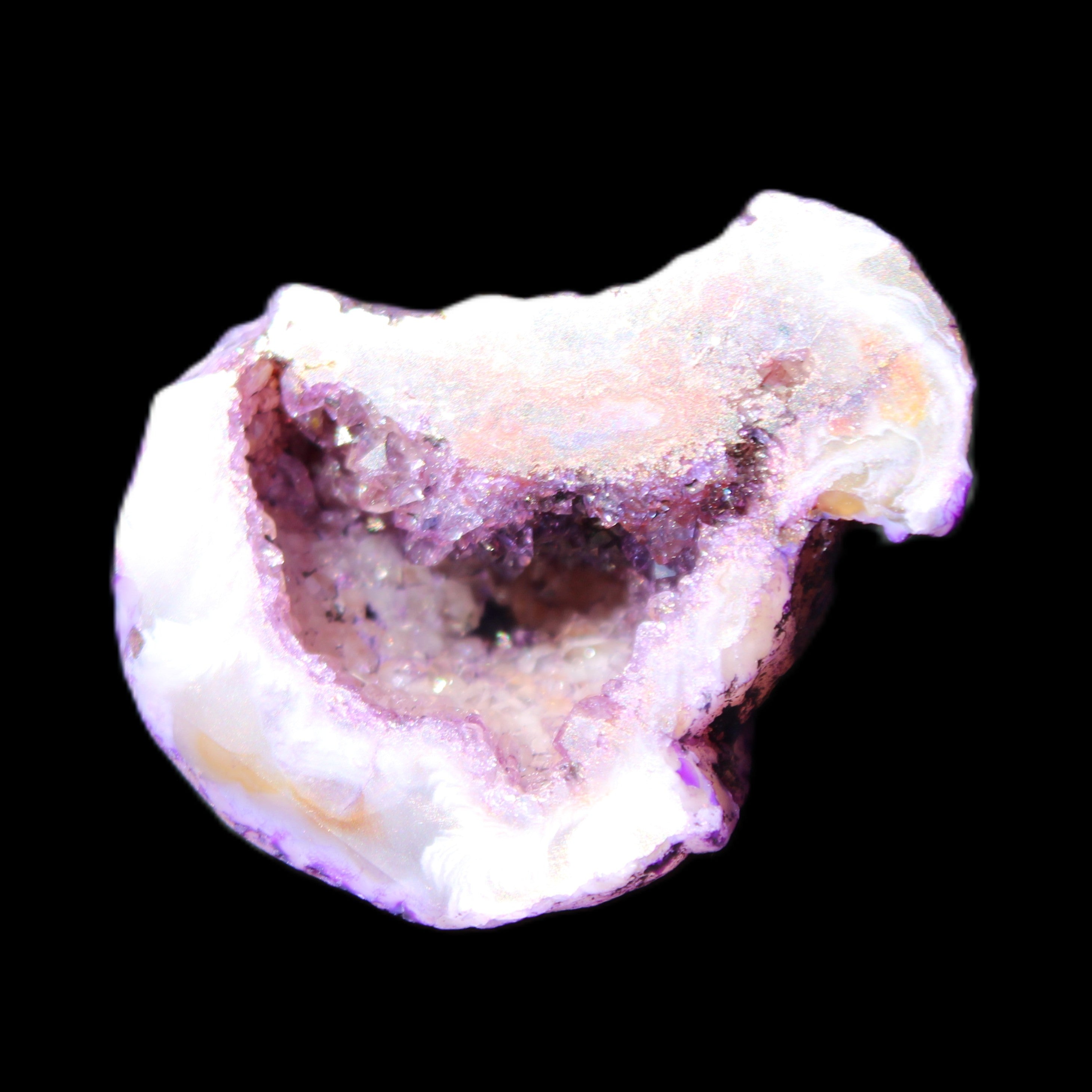 Violet dyed Agate geode 37*28*22mm 21g in sunlight - Rocks and Things Store