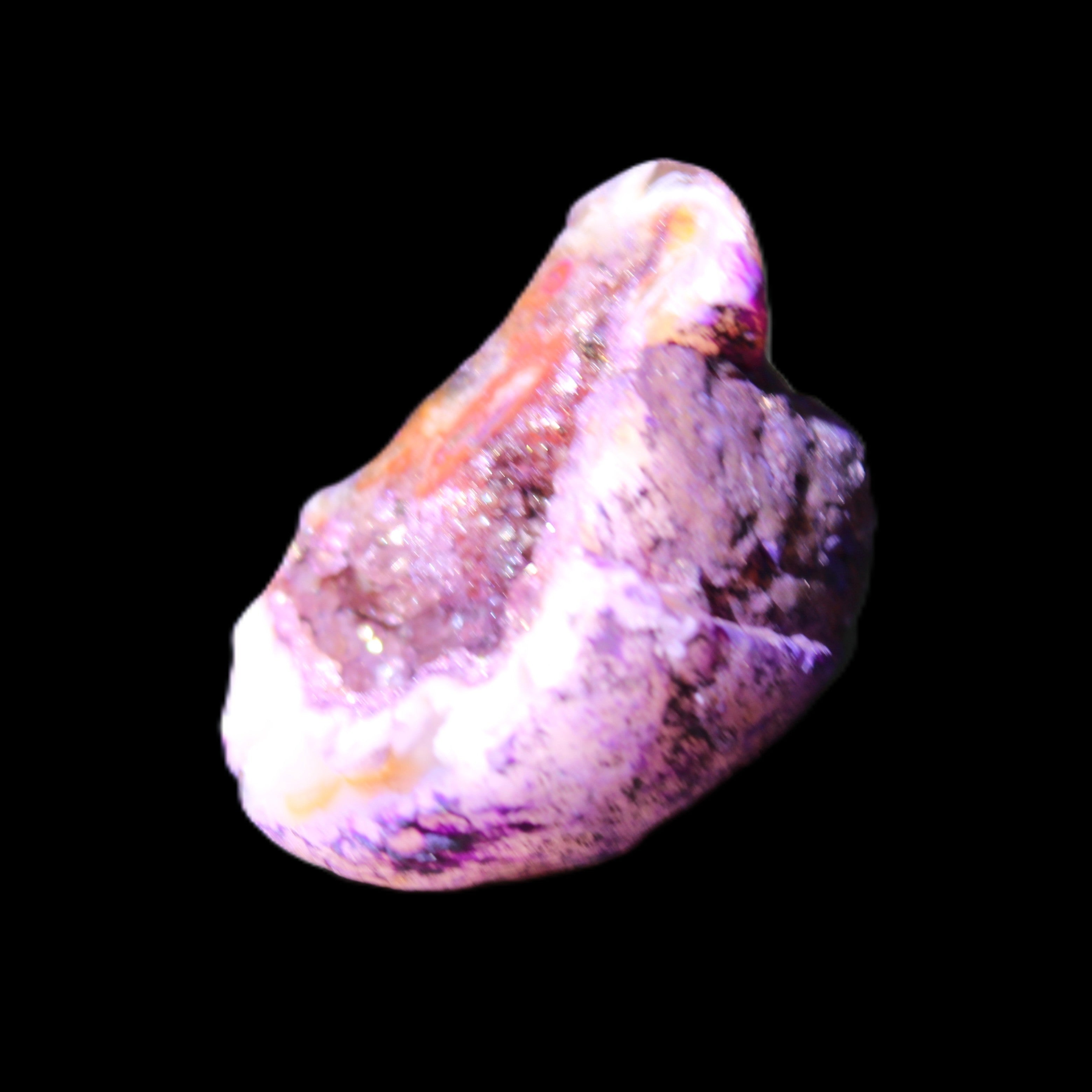 Violet dyed Agate geode 37*28*22mm 21g in sunlight - Rocks and Things Store