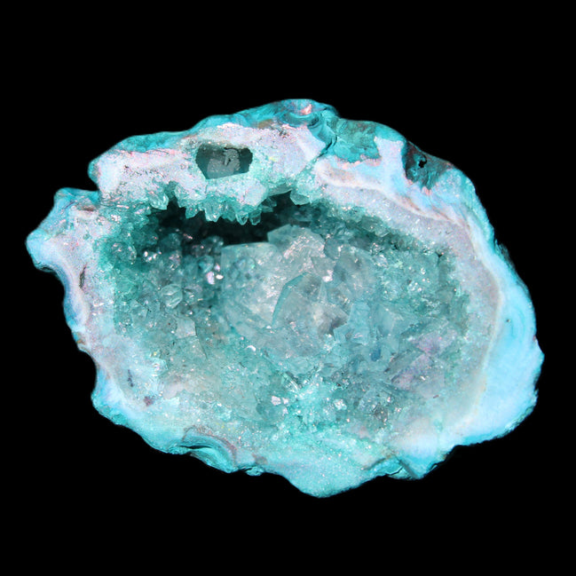 Green dyed Agate geode 48*36*30mm 33g in sunlight - Rocks and Things Store