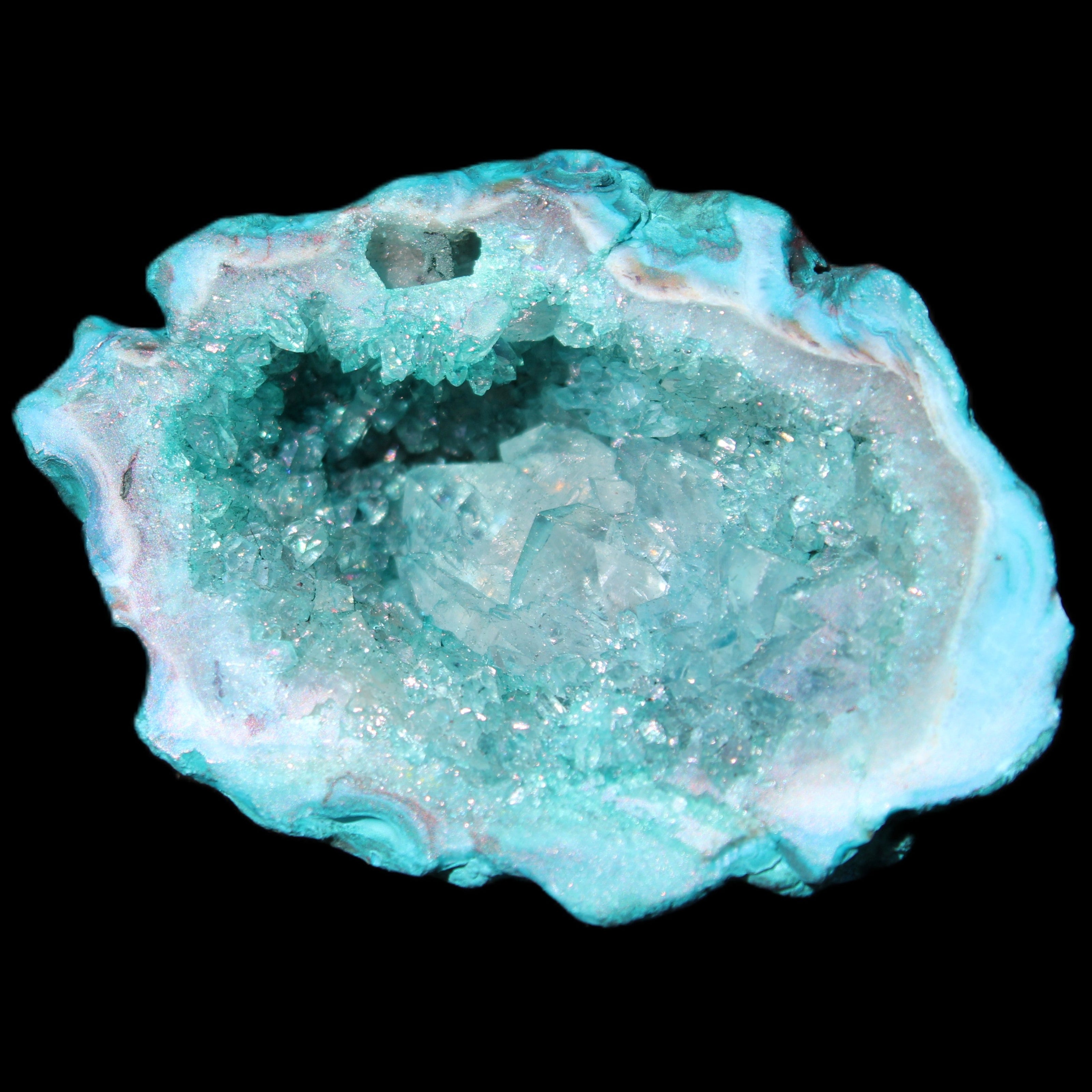 Green dyed Agate geode 48*36*30mm 33g in sunlight - Rocks and Things Store