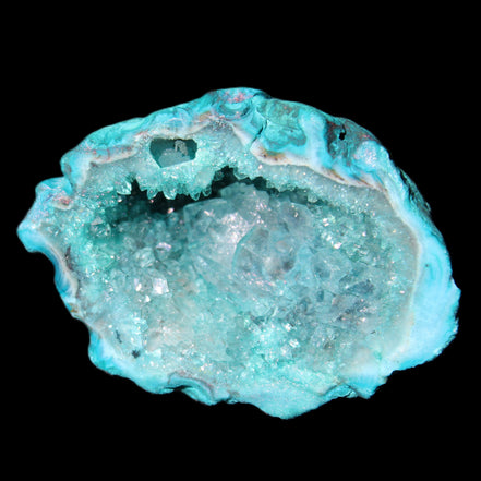 Green dyed Agate geode 48*36*30mm 33g in sunlight - Rocks and Things Store