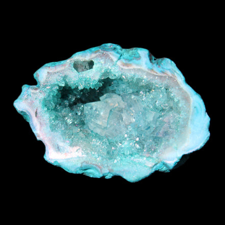 Green dyed Agate geode 48*36*30mm 33g in sunlight - Rocks and Things Store
