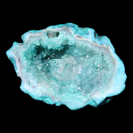 Green dyed Agate geode 48*36*30mm 33g in sunlight - Rocks and Things Store