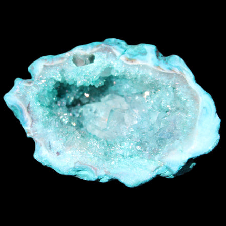 Green dyed Agate geode 48*36*30mm 33g in sunlight - Rocks and Things Store