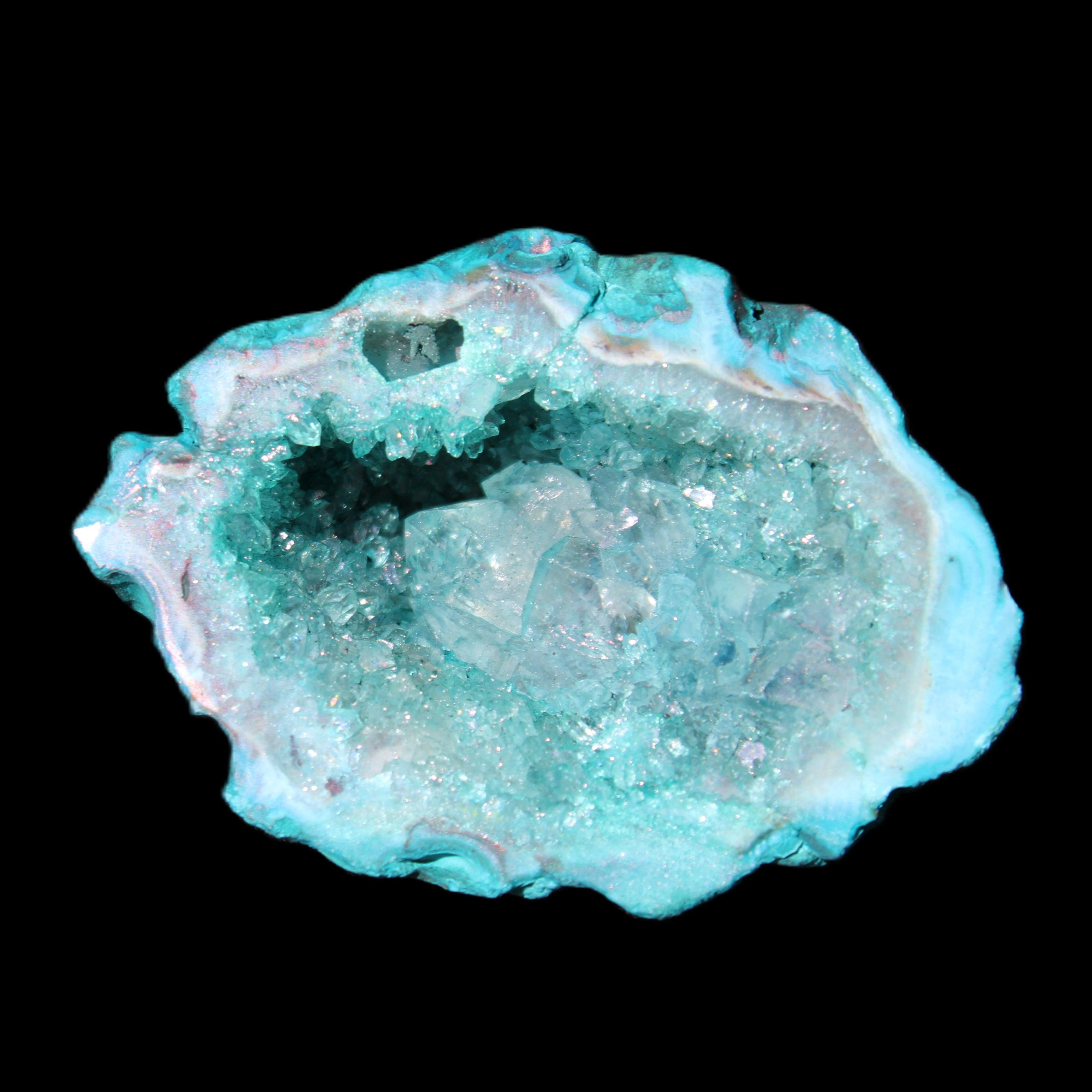 Green dyed Agate geode 48*36*30mm 33g in sunlight - Rocks and Things Store