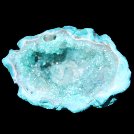 Green dyed Agate geode 48*36*30mm 33g in sunlight - Rocks and Things Store