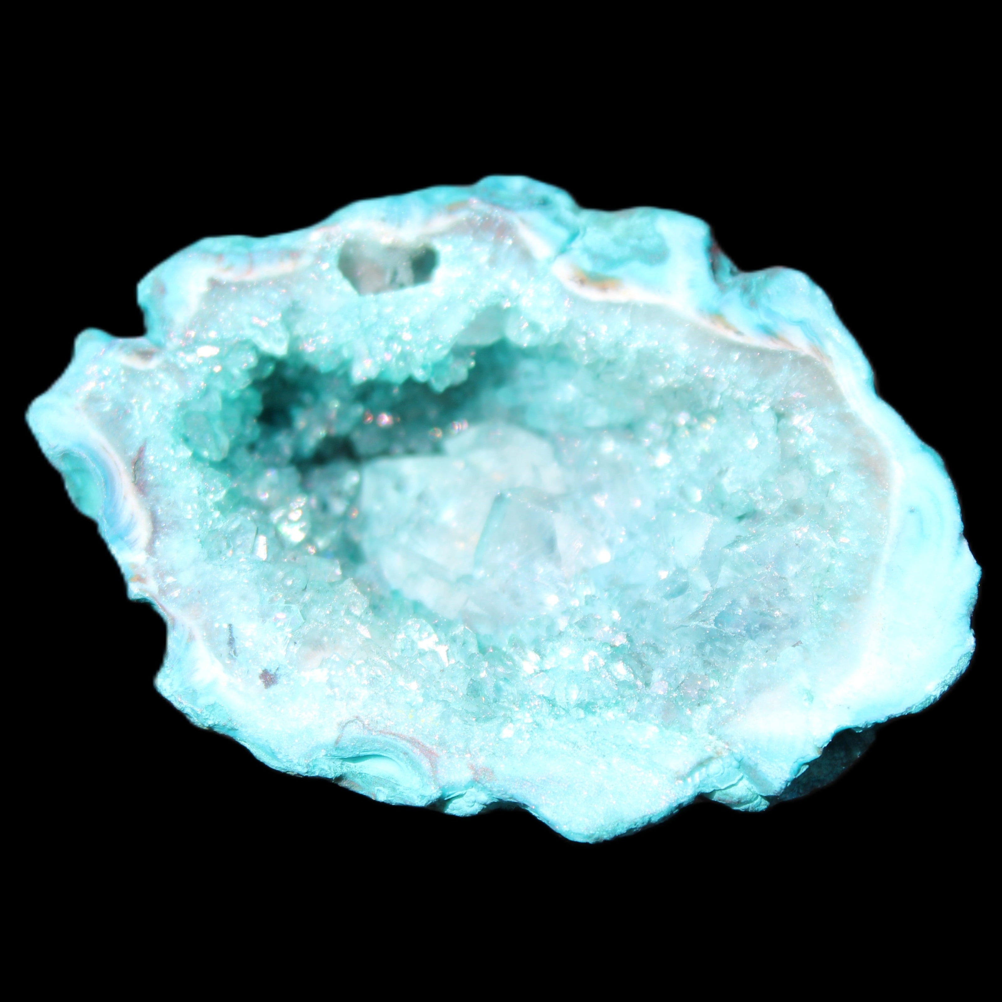 Green dyed Agate geode 48*36*30mm 33g in sunlight - Rocks and Things Store