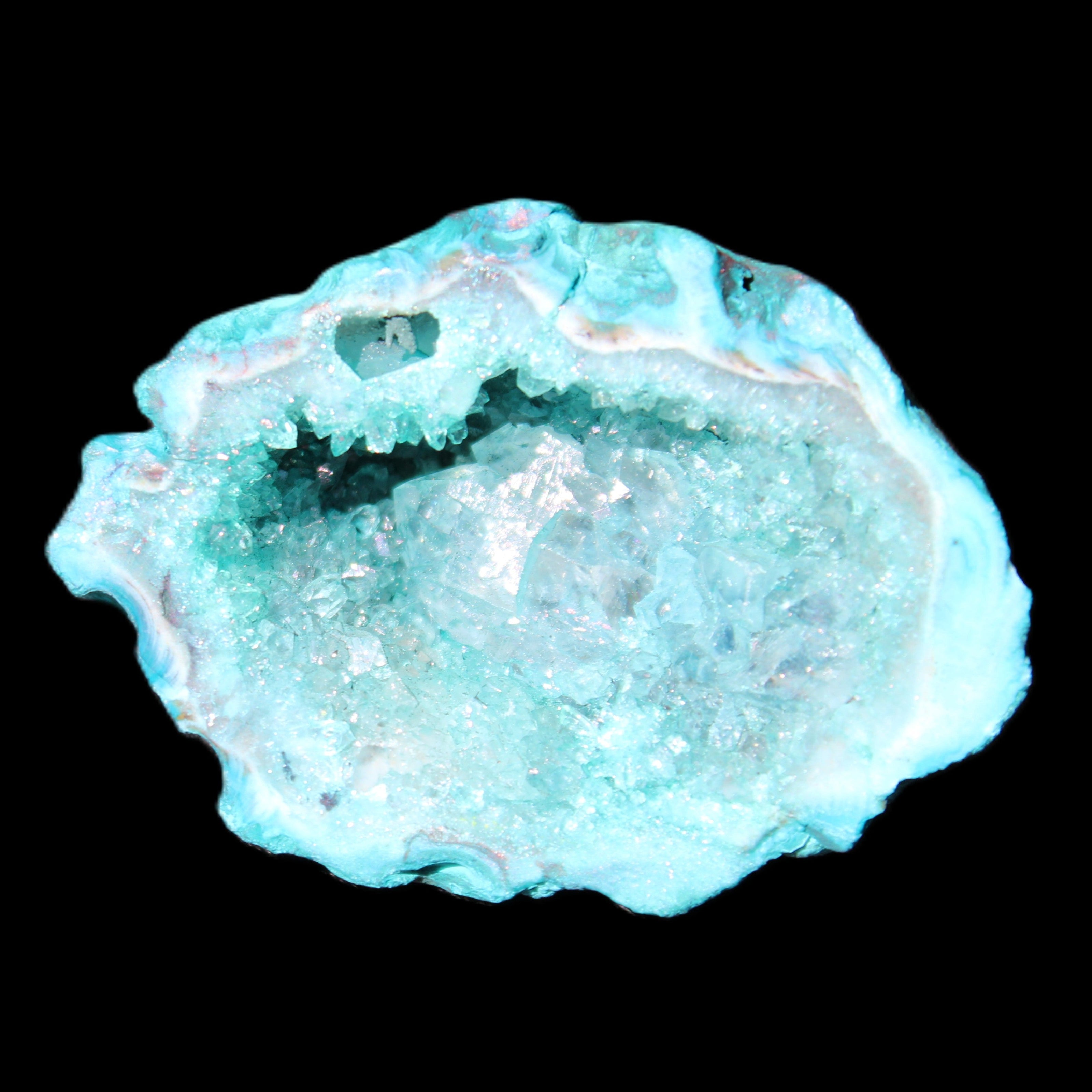 Green dyed Agate geode 48*36*30mm 33g in sunlight - Rocks and Things Store