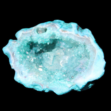 Green dyed Agate geode 48*36*30mm 33g in sunlight - Rocks and Things Store