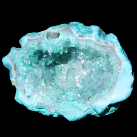 Green dyed Agate geode 48*36*30mm 33g in sunlight - Rocks and Things Store