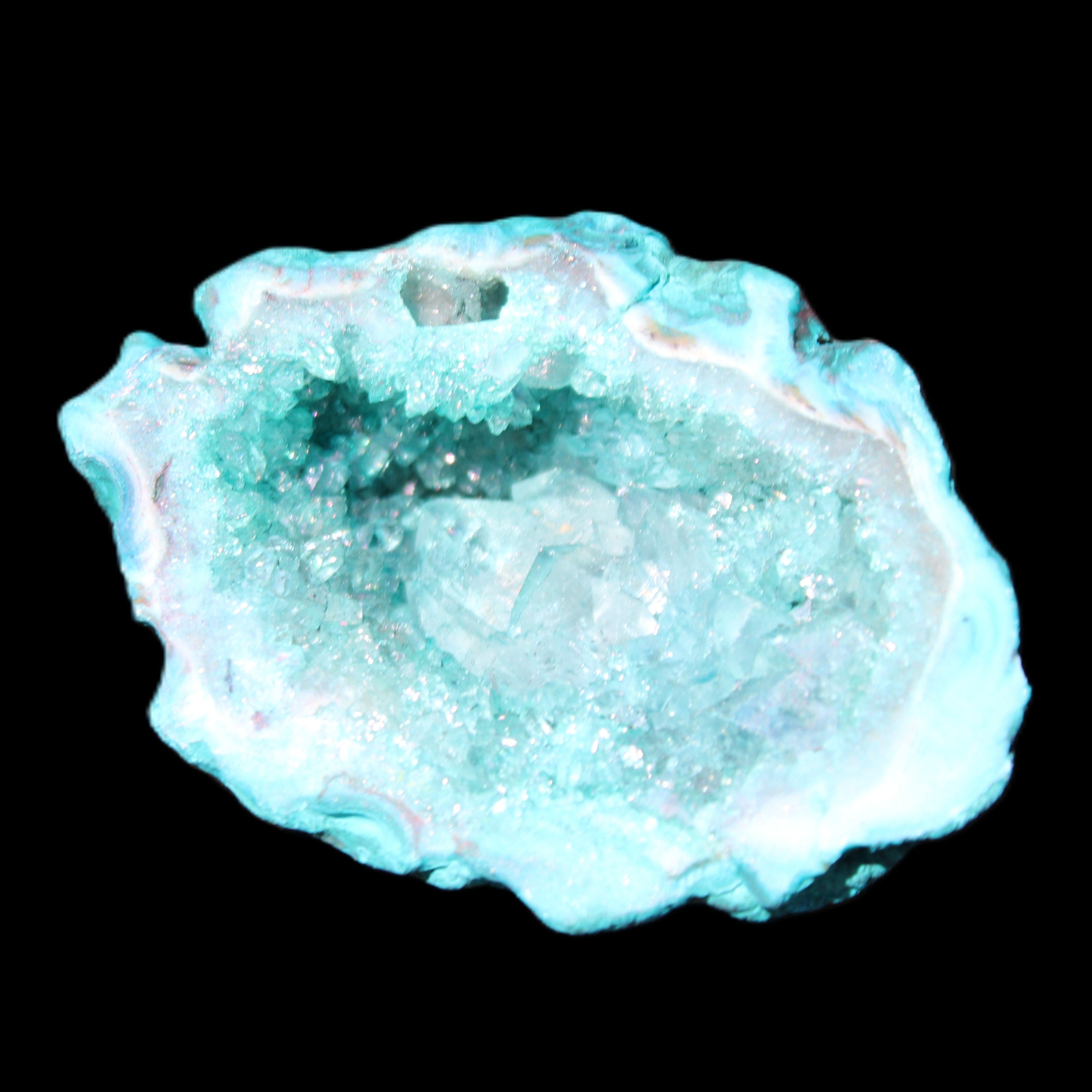 Green dyed Agate geode 48*36*30mm 33g in sunlight - Rocks and Things Store