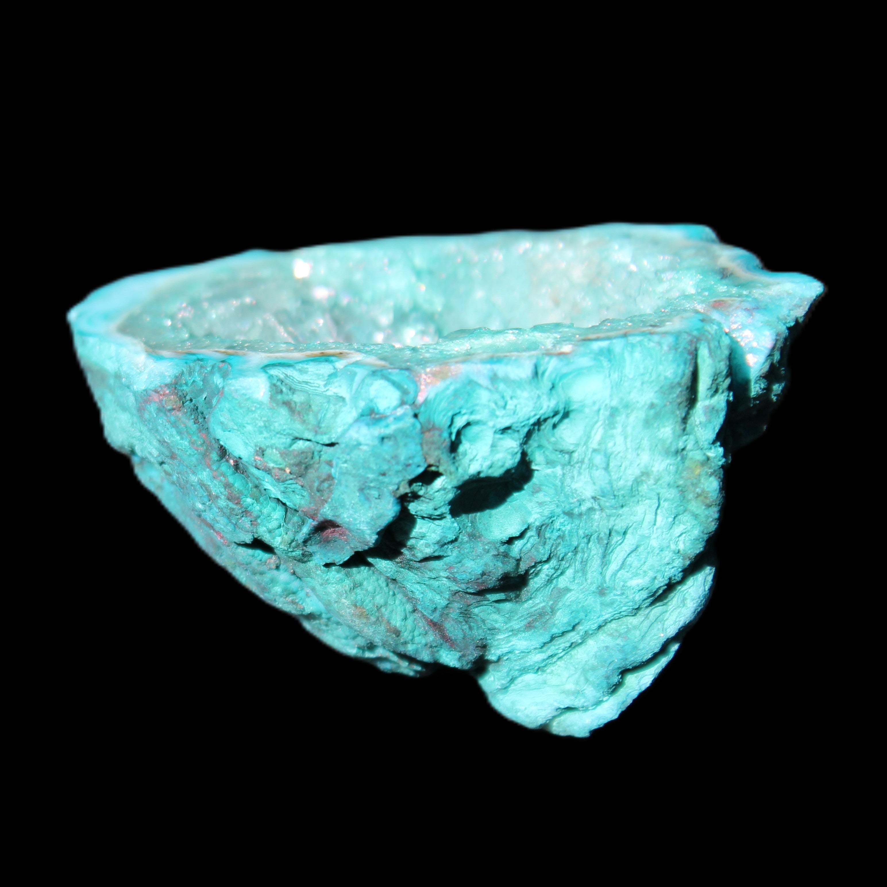 Green dyed Agate geode 48*36*30mm 33g in sunlight - Rocks and Things Store