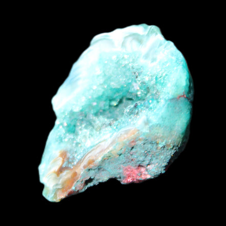 Green dyed Agate geode 44*38*12mm 29g in sunlight - Rocks and Things Store