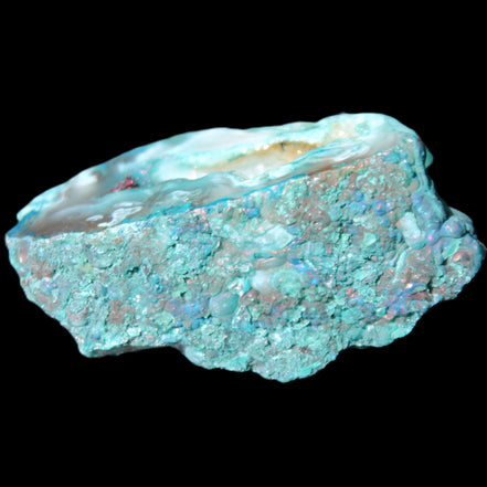 Blue Green dyed Agate geode 54*28*25mm 41g in sunlight - Rocks and Things Store