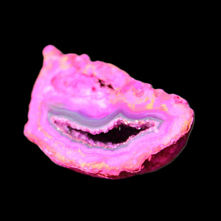 Magenta dyed Agate geode 44*25*18mm 17g in sunlight - Rocks and Things Store