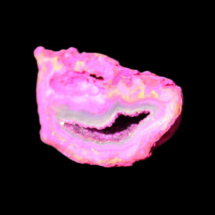 Magenta dyed Agate geode 44*25*18mm 17g in sunlight - Rocks and Things Store