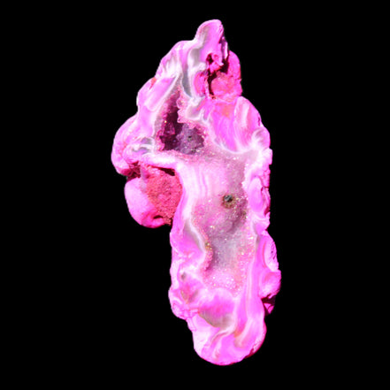 Magenta dyed Agate geode 52*24*16mm 15.5g in sunlight - Rocks and Things Store