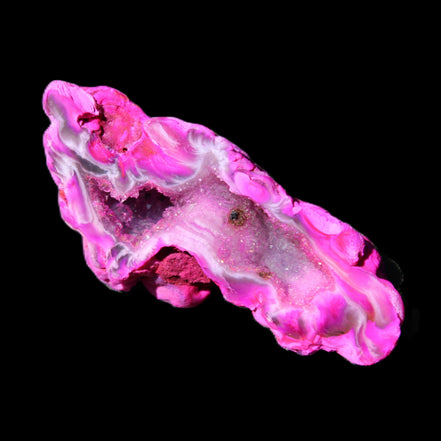 Magenta dyed Agate geode 52*24*16mm 15.5g in sunlight - Rocks and Things Store