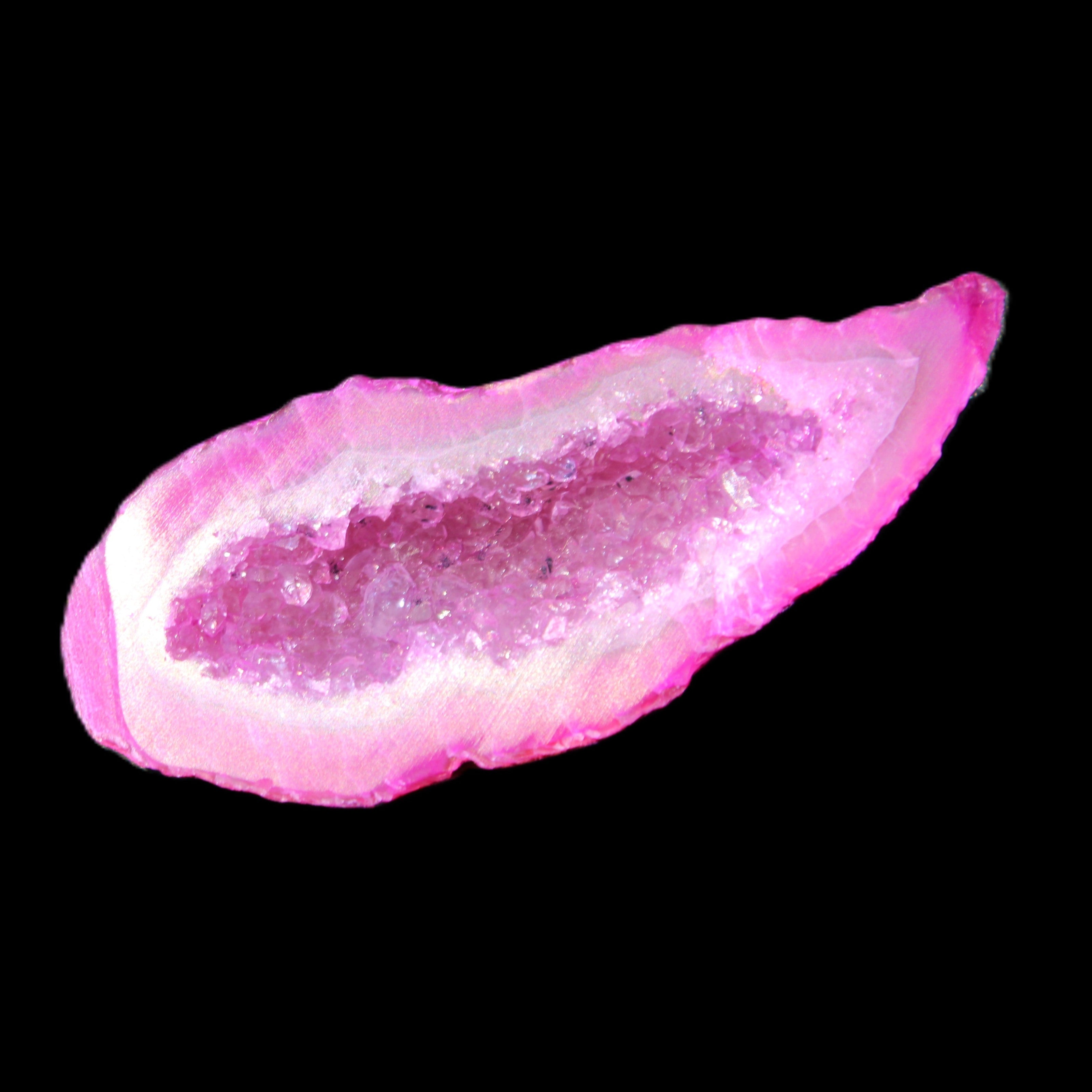 Magenta dyed Agate geode 54*22*11mm 16g in sunlight - Rocks and Things Store