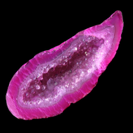 Magenta dyed Agate geode 54*22*11mm 16g in sunlight - Rocks and Things Store