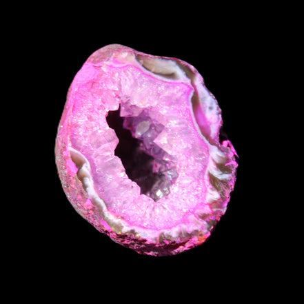 Magenta dyed Agate geode 38*30*40mm 45g in sunlight - Rocks and Things Store