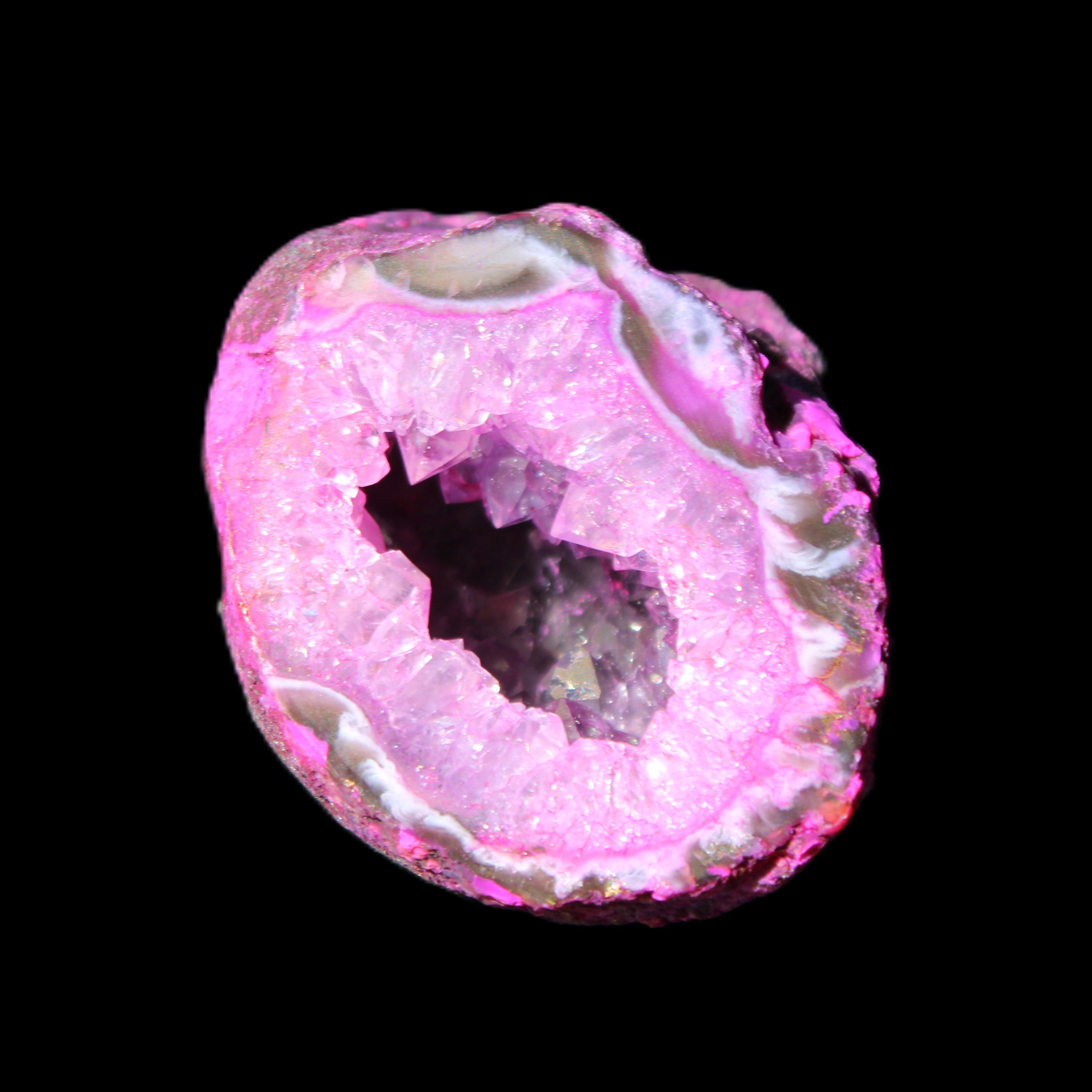 Magenta dyed Agate geode 38*30*40mm 45g in sunlight - Rocks and Things Store