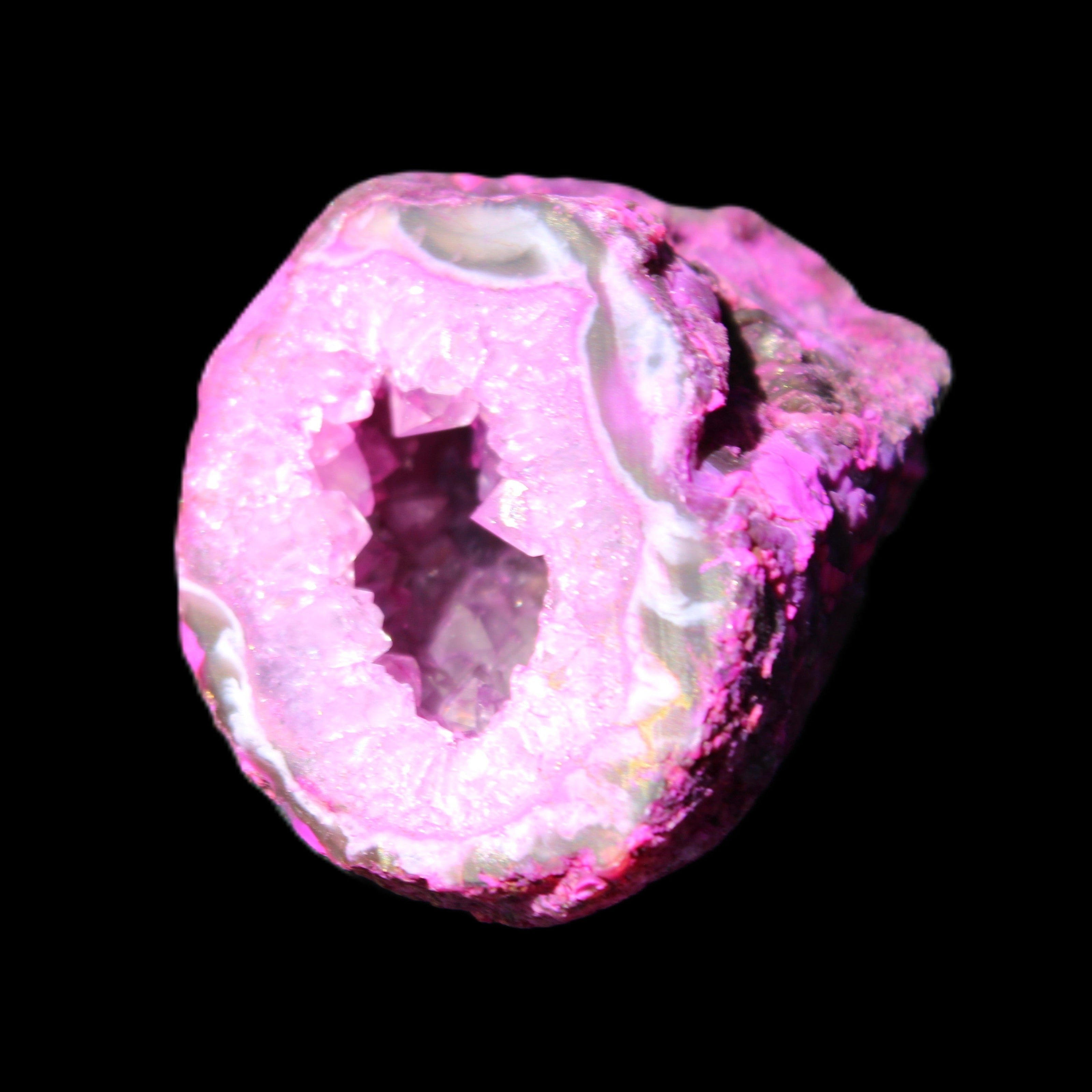 Magenta dyed Agate geode 38*30*40mm 45g in sunlight - Rocks and Things Store