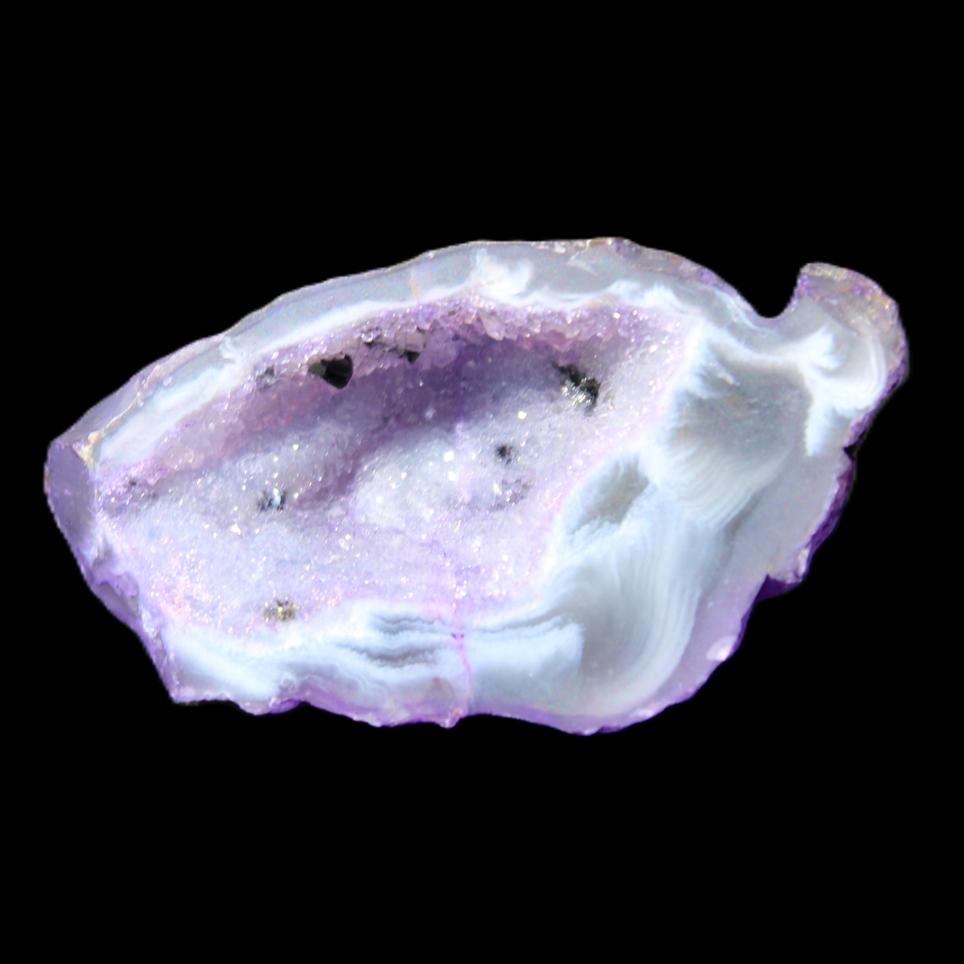 Violet dyed Agate geode 44*25*19mm 21g in sunlight - Rocks and Things Store