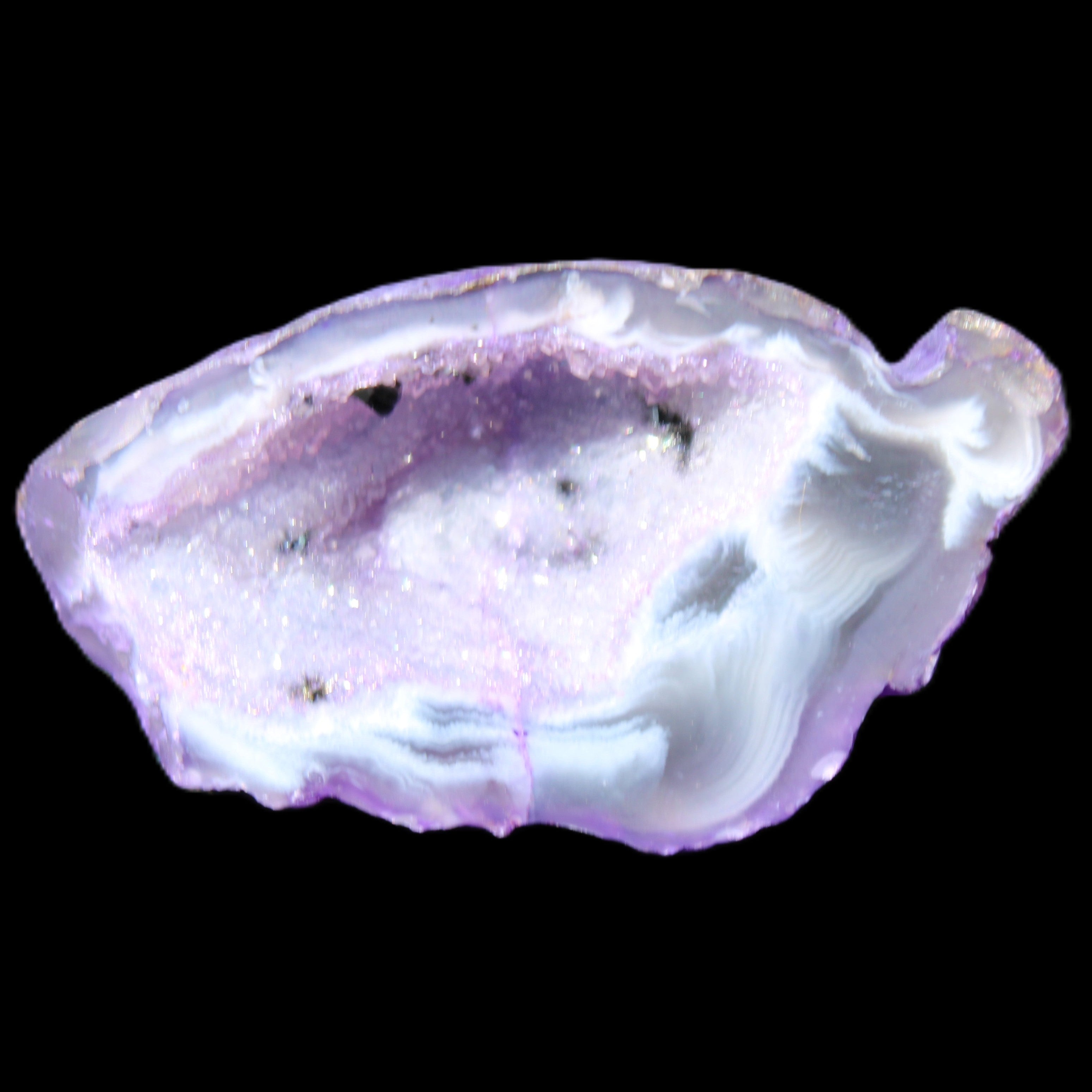 Violet dyed Agate geode 44*25*19mm 21g in sunlight - Rocks and Things Store
