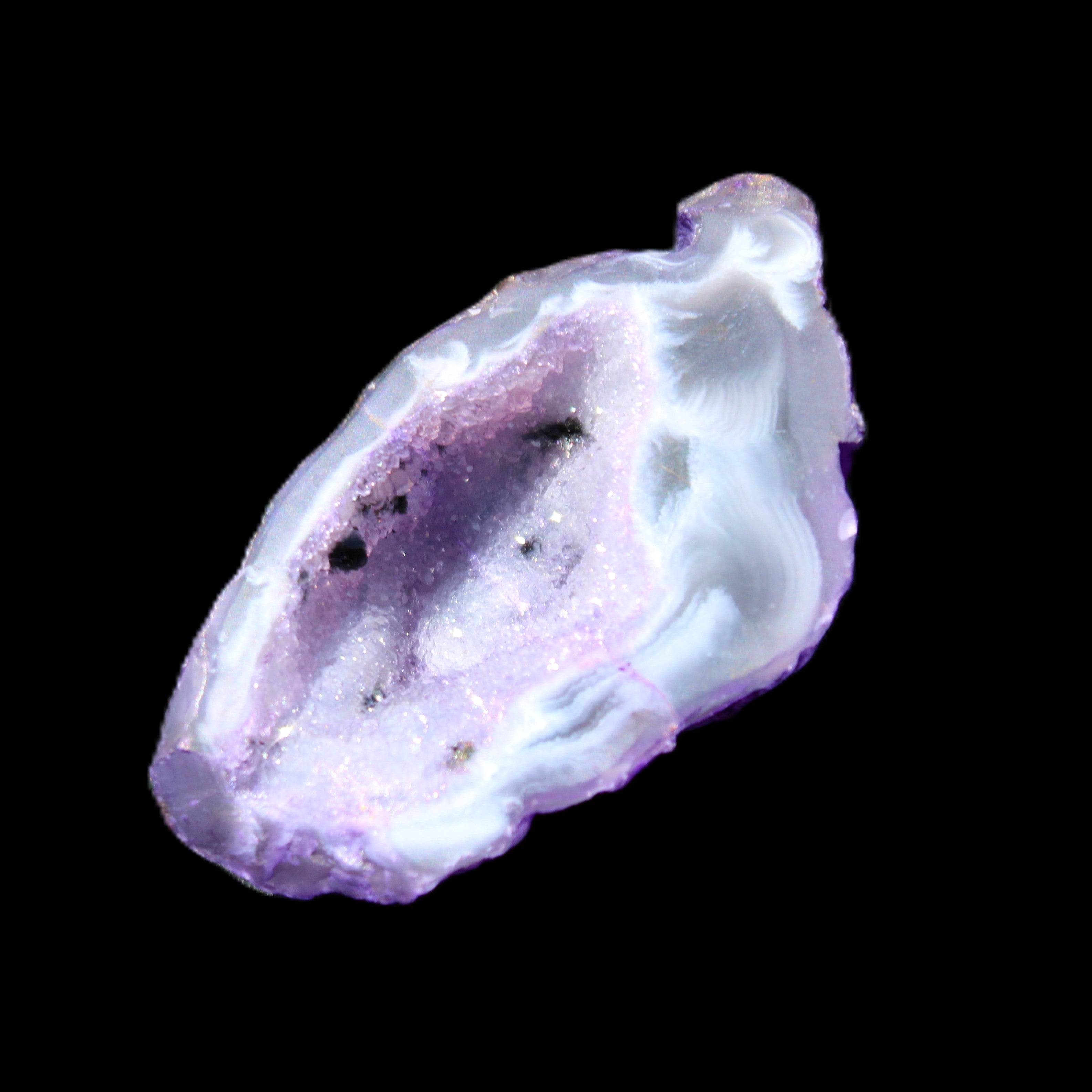 Violet dyed Agate geode 44*25*19mm 21g in sunlight - Rocks and Things Store