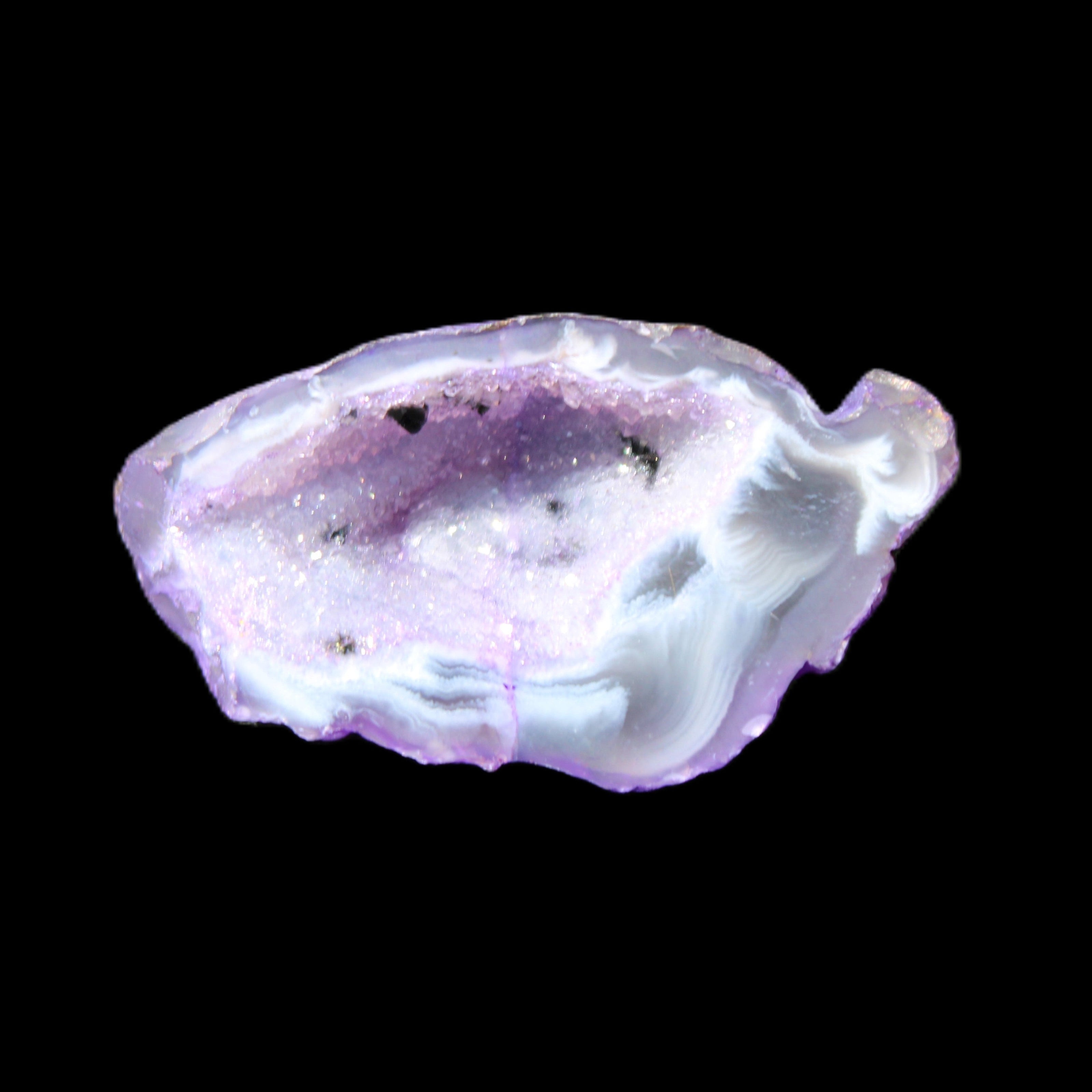 Violet dyed Agate geode 44*25*19mm 21g in sunlight - Rocks and Things Store