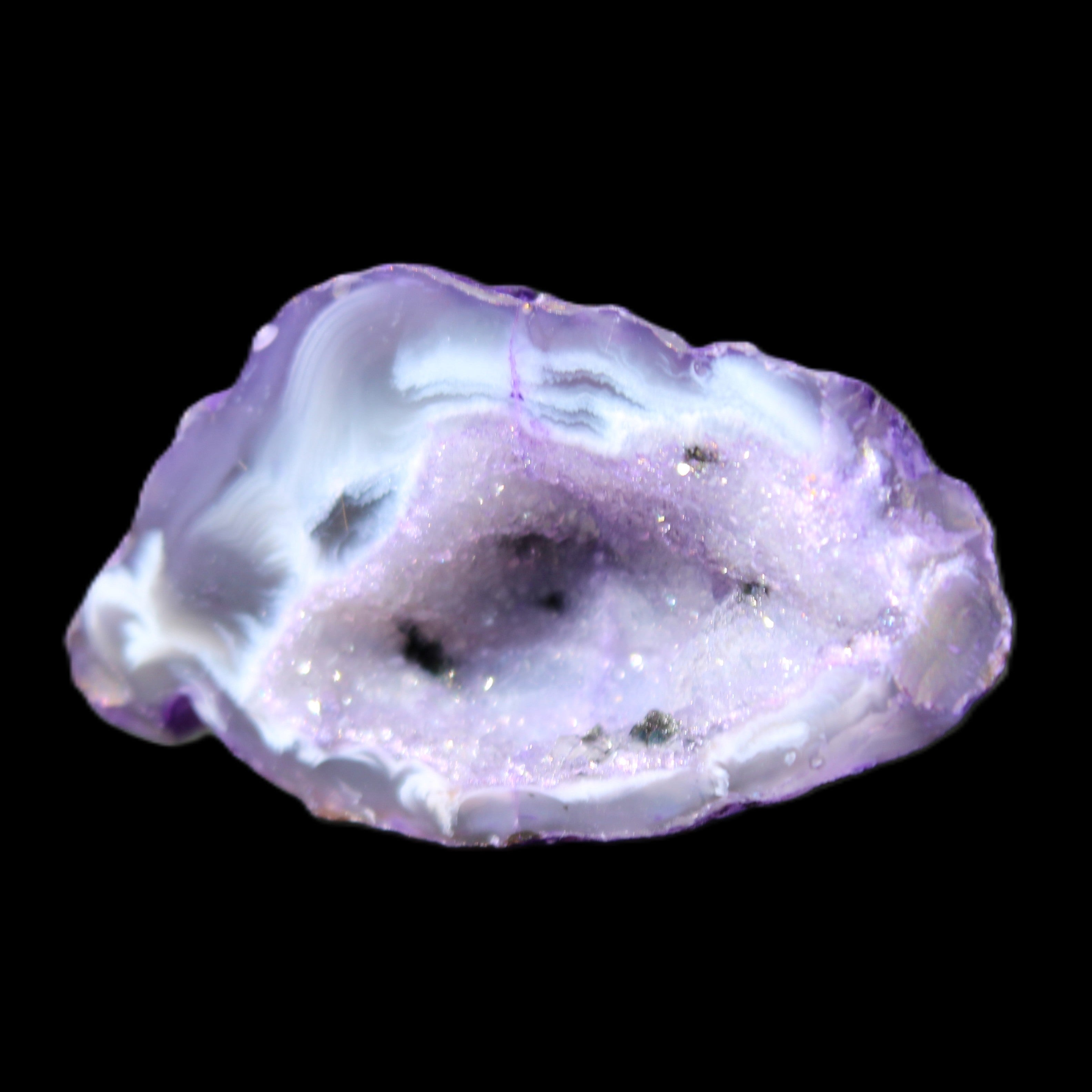 Violet dyed Agate geode 44*25*19mm 21g in sunlight - Rocks and Things Store