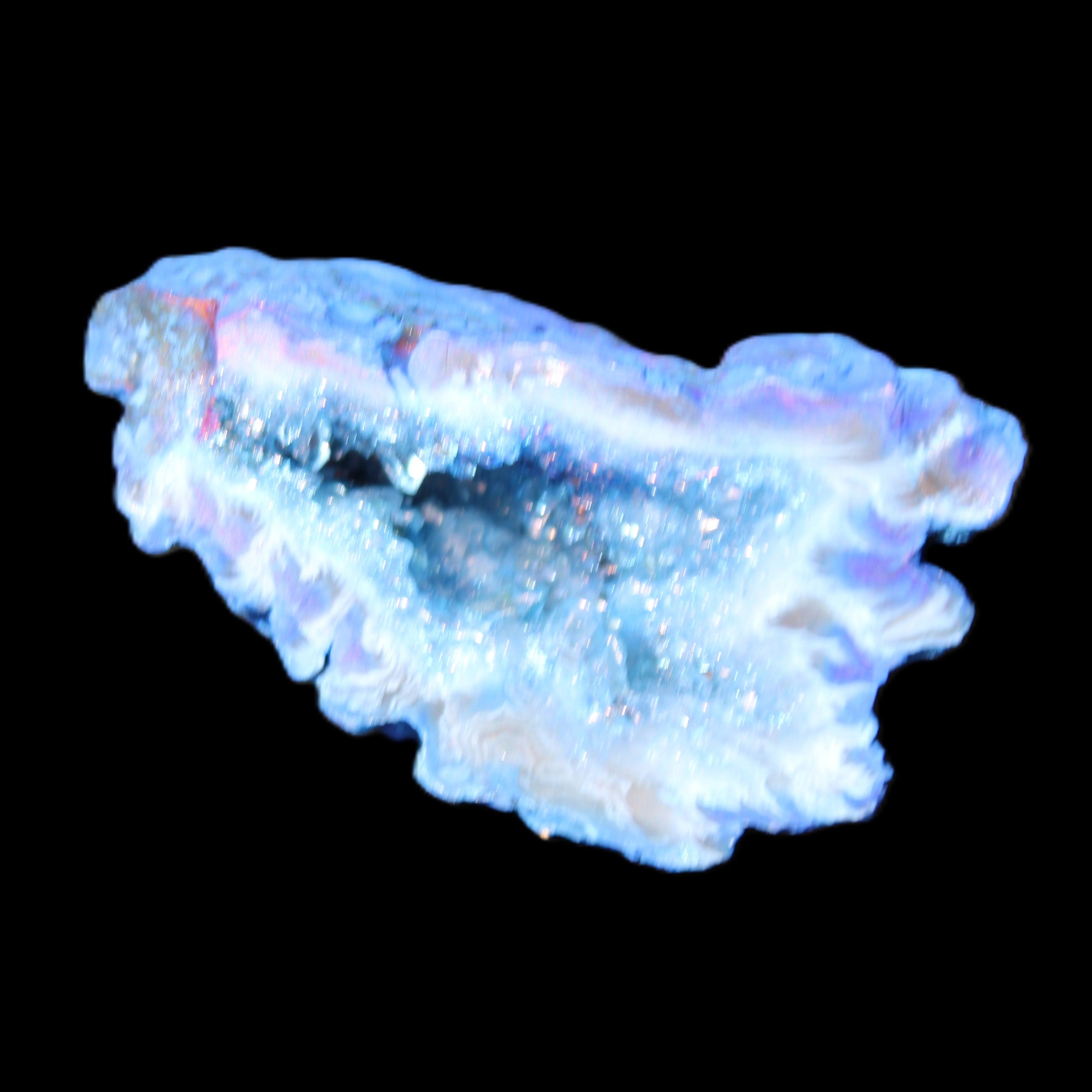 Blue dyed Agate geode 42*30*28mm 22g in sunlight - Rocks and Things Store