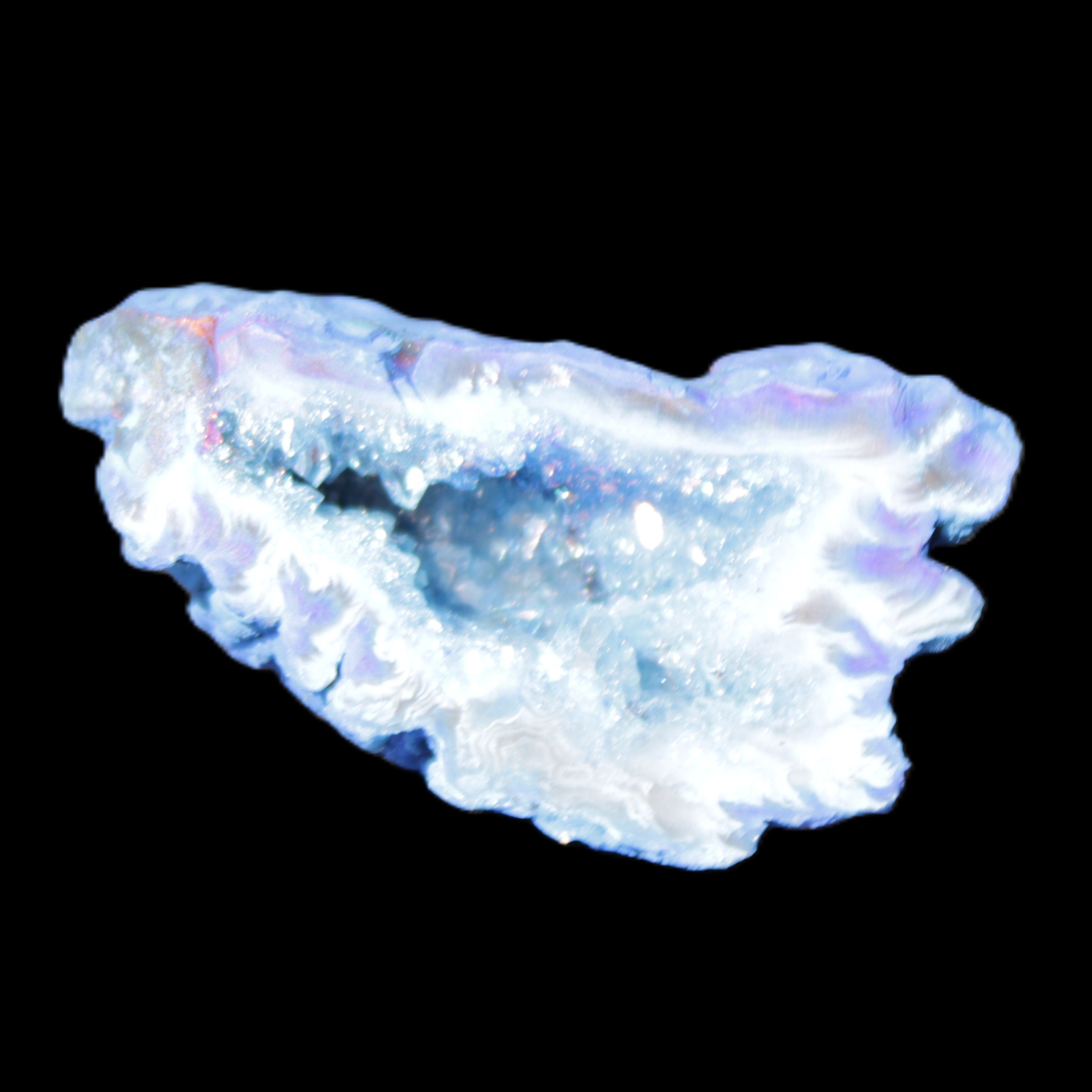 Blue dyed Agate geode 42*30*28mm 22g in sunlight - Rocks and Things Store