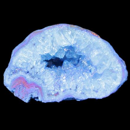 Blue dyed Agate geode 47*30*25mm 37g in sunlight - Rocks and Things Store