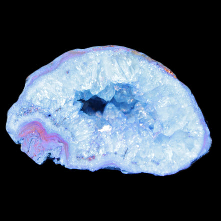 Blue dyed Agate geode 47*30*25mm 37g in sunlight - Rocks and Things Store