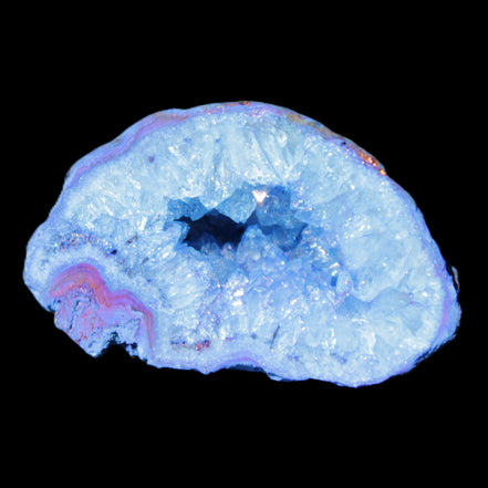 Blue dyed Agate geode 47*30*25mm 37g in sunlight - Rocks and Things Store