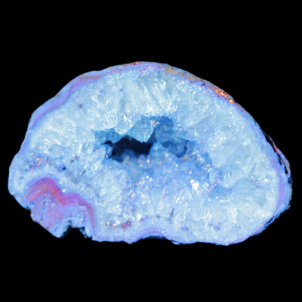 Blue dyed Agate geode 47*30*25mm 37g in sunlight - Rocks and Things Store