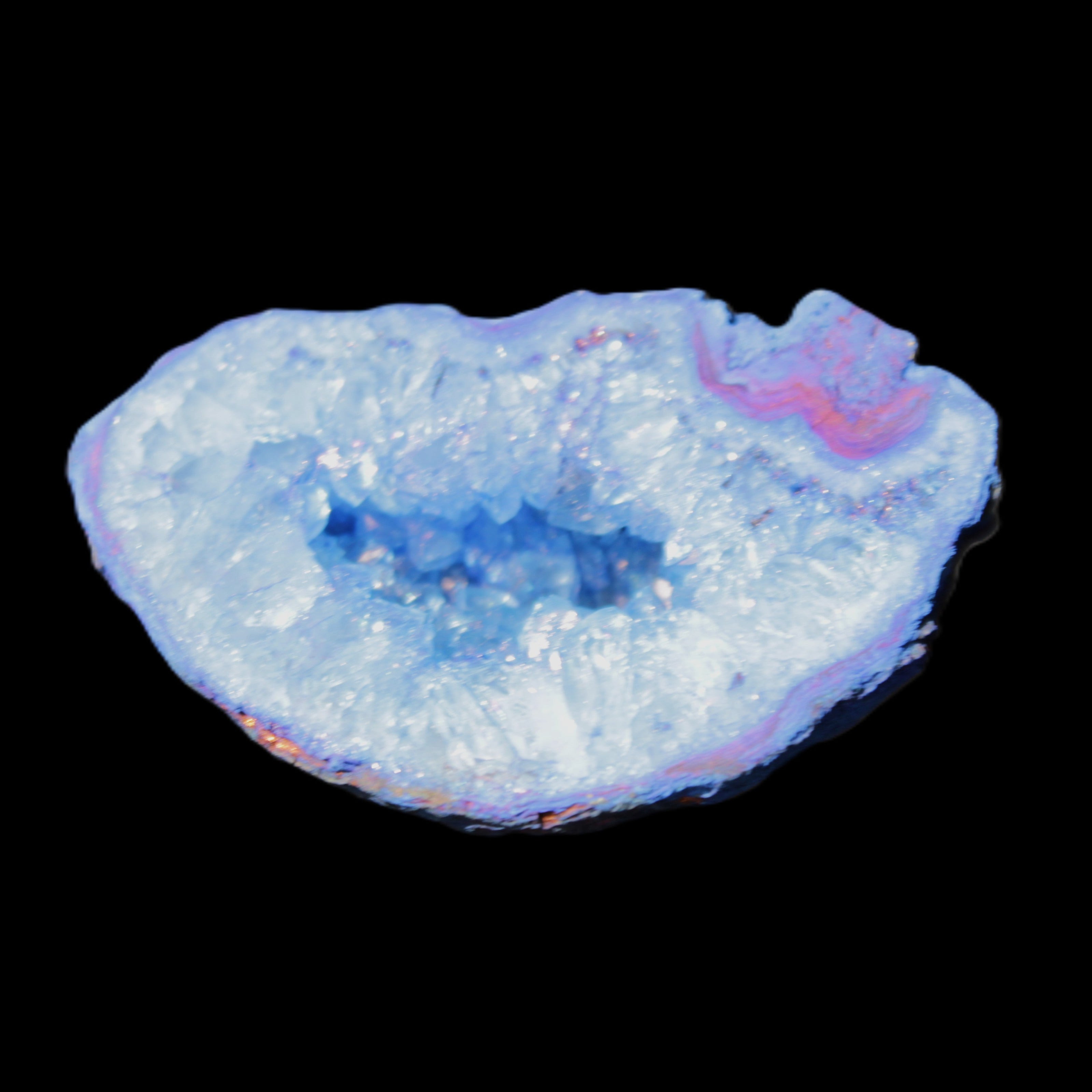 Blue dyed Agate geode 47*30*25mm 37g in sunlight - Rocks and Things Store