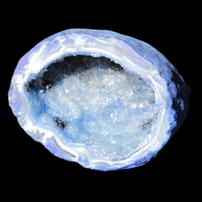 Blue dyed Agate geode 47*37*21mm 35g in sunlight - Rocks and Things Store