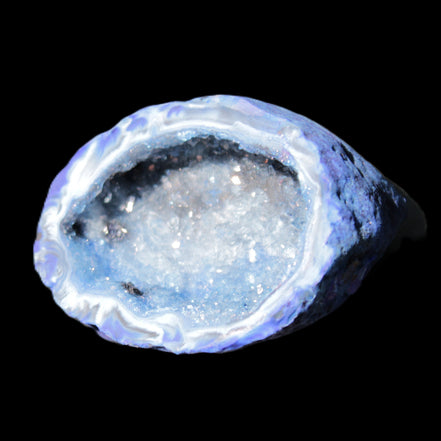 Blue dyed Agate geode 47*37*21mm 35g in sunlight - Rocks and Things Store