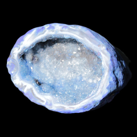 Blue dyed Agate geode 47*37*21mm 35g in sunlight - Rocks and Things Store