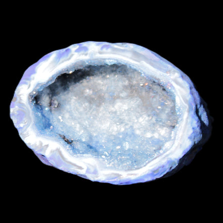 Blue dyed Agate geode 47*37*21mm 35g in sunlight - Rocks and Things Store