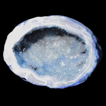 Blue dyed Agate geode 47*37*21mm 35g in sunlight - Rocks and Things Store