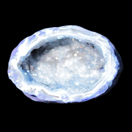 Blue dyed Agate geode 47*37*21mm 35g in sunlight - Rocks and Things Store