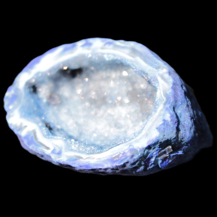 Blue dyed Agate geode 47*37*21mm 35g in sunlight - Rocks and Things Store