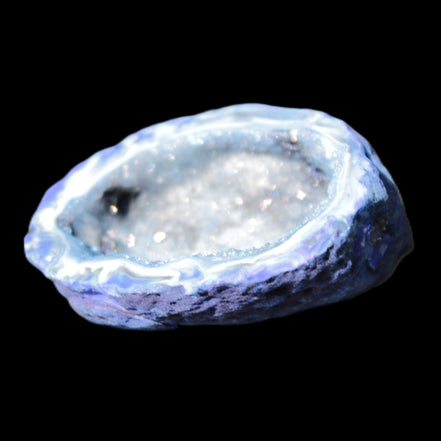 Blue dyed Agate geode 47*37*21mm 35g in sunlight - Rocks and Things Store