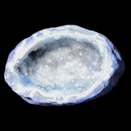 Blue dyed Agate geode 47*37*21mm 35g in sunlight - Rocks and Things Store