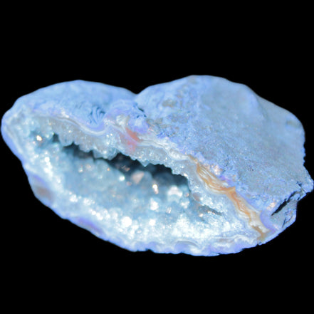 Blue dyed Agate geode 50*22*30mm 30g in sunlight - Rocks and Things Store