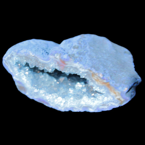 Blue dyed Agate geode 50*22*30mm 30g in sunlight - Rocks and Things Store